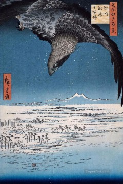  Hiroshige Lienzo - Águila sobre una llanura de 100.000 acres en Susaki Fukagawa Juman Tsubo Utagawa Hiroshige Ukiyoe